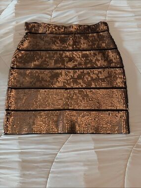 BCBG Bronze Sequin Mini Skirt